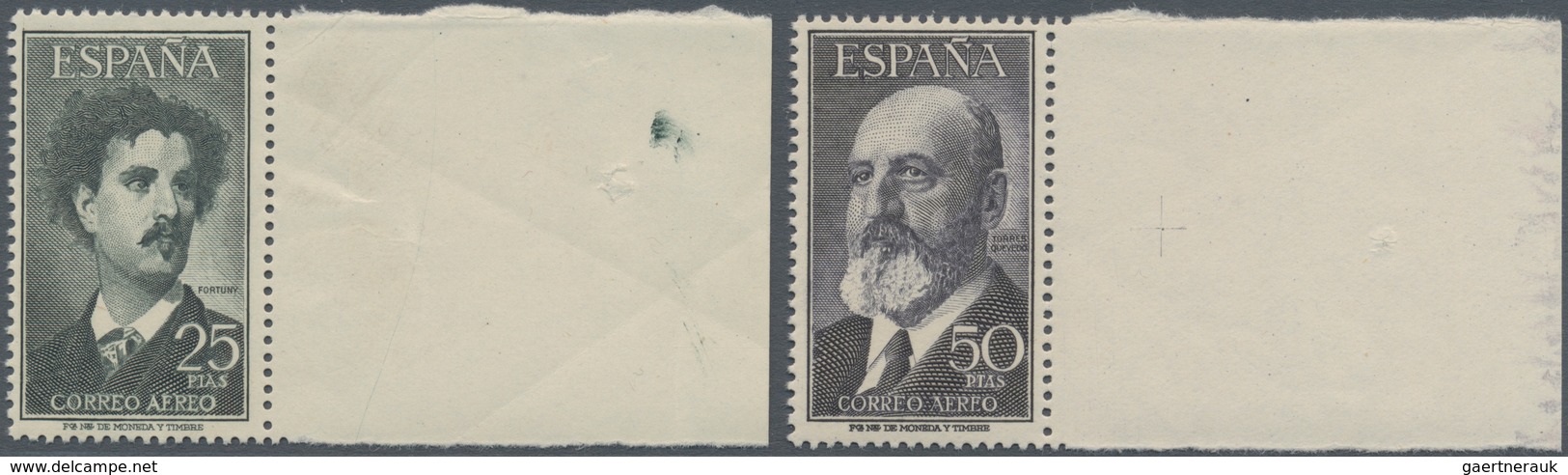 Spanien: 1955/1956, Prominent Persons Set Of Two 25pta.‘Mariano Fortuny Carbo (painter)‘ And 50pta. - Oblitérés