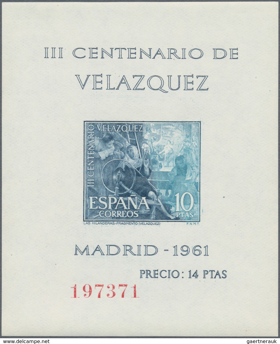 Spanien: 1961, VELAZQUEZ Set Of Four Miniature Sheets In A Lot With About 250 Complete Sets, Mint Ne - Oblitérés