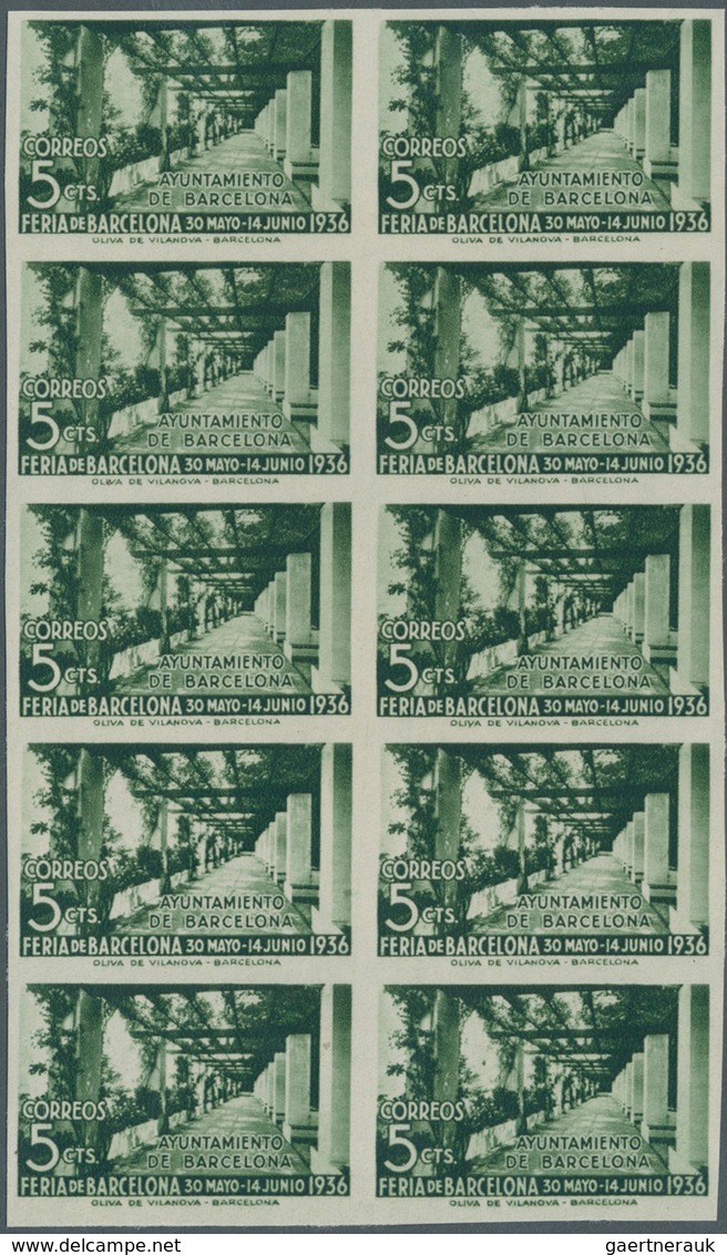 Spanien - Zwangszuschlagsmarken Für Barcelona: 1936, Barcelona Fair 5c. (+ 1pta.) Dark Green Showing - Impuestos De Guerra