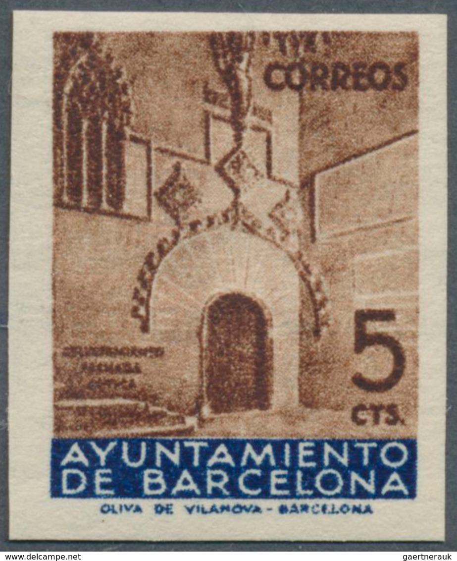 Spanien - Zwangszuschlagsmarken Für Barcelona: 1936, Town Hall Of Barcelona 5c. Brown/blue IMPERFORA - Impuestos De Guerra