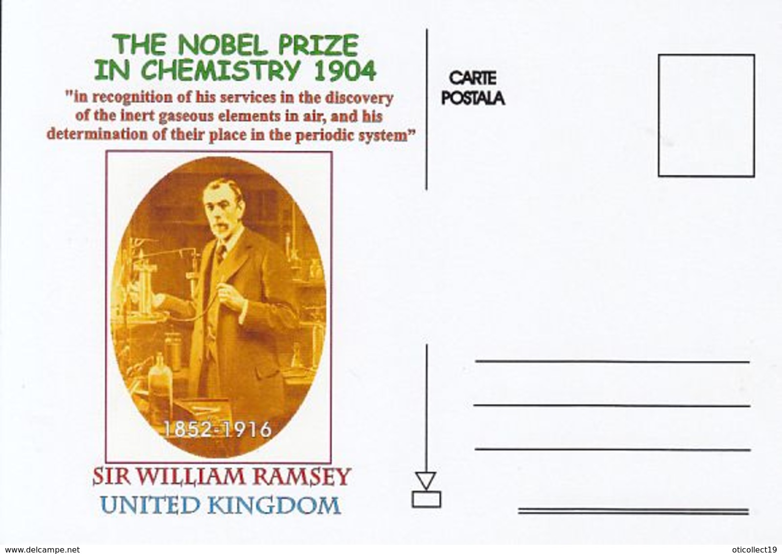 FAMOUS PEOPLE, NOBEL PRIZE LAUREATS, SIR WILLIAM RAMSEY, CHEMISTRY - Prix Nobel