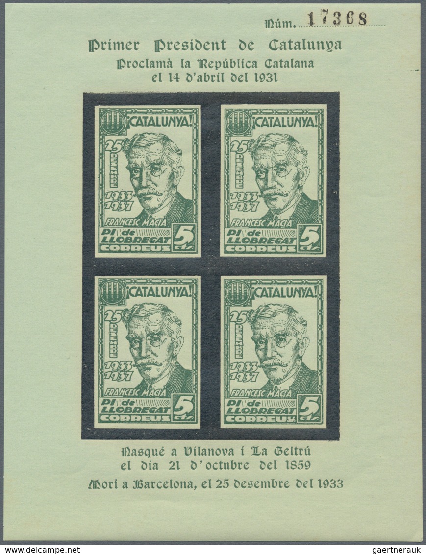 Spanien - Lokalausgaben: 1937, PI DE LLOBREGAT (Cataluna): accumulation of five different types of m