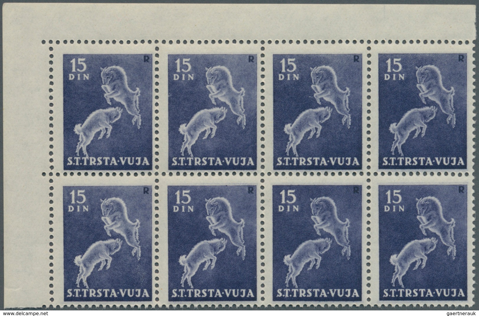 Triest - Zone B: 1950, Definitive Issue 15din. Greyish-violet ‚domestic Goat‘ In A Lot With 70 Stamp - Usados