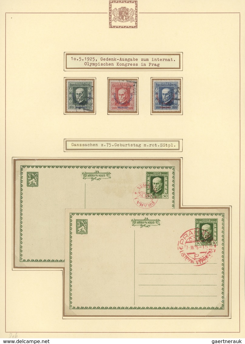 Tschechoslowakei: 1925/1945, TOMÁŠ GARRIGUE MASARYK, Extraordinary Specialised Collection On Apprx. - Autres & Non Classés