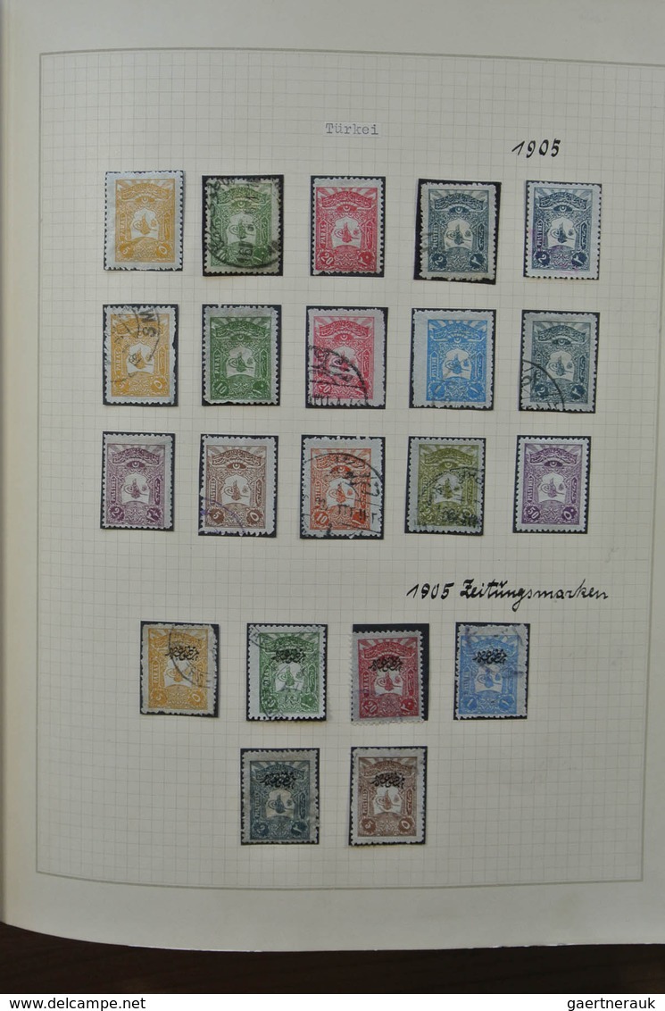 Türkei: 1863-1930. Very well filled, mint hinged and used collection Turkey 1863-1930 in blanc Borek