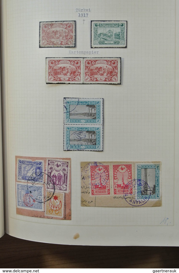 Türkei: 1863-1930. Very well filled, mint hinged and used collection Turkey 1863-1930 in blanc Borek