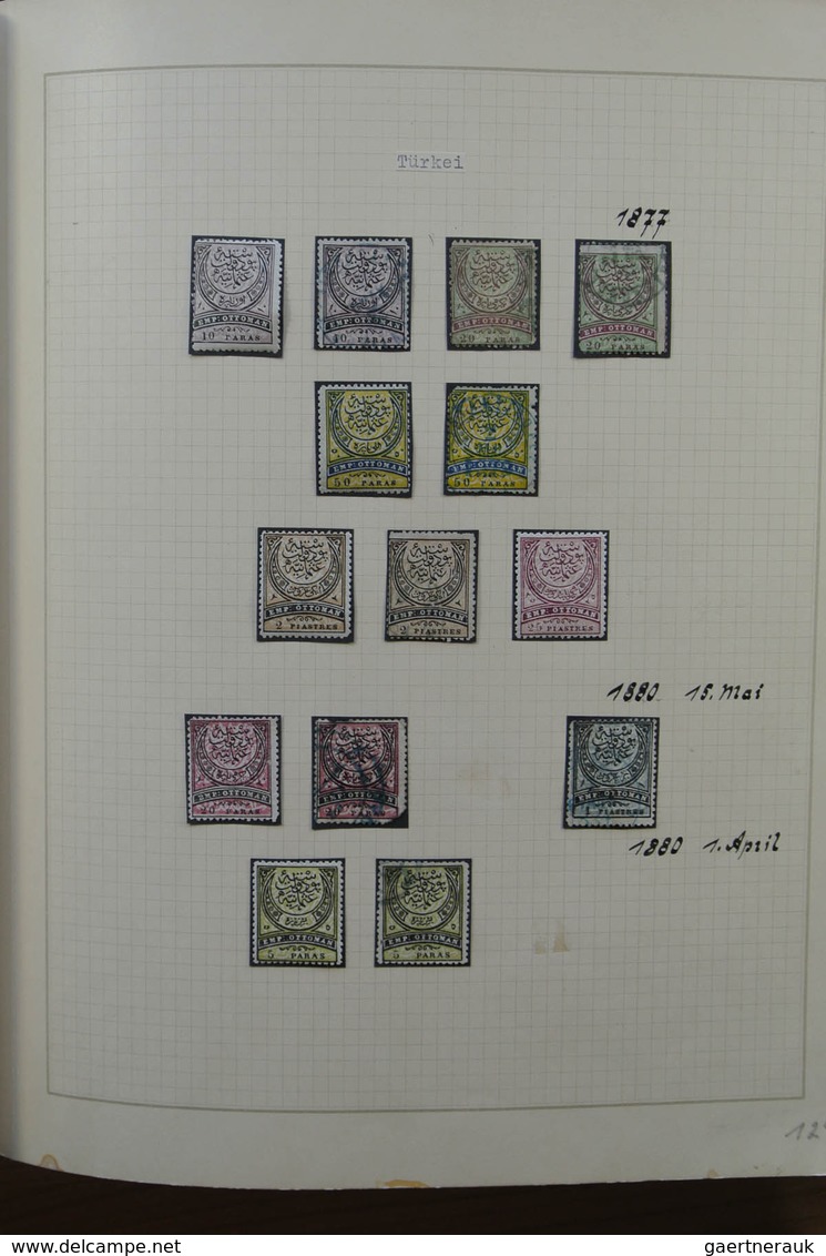 Türkei: 1863-1930. Very well filled, mint hinged and used collection Turkey 1863-1930 in blanc Borek