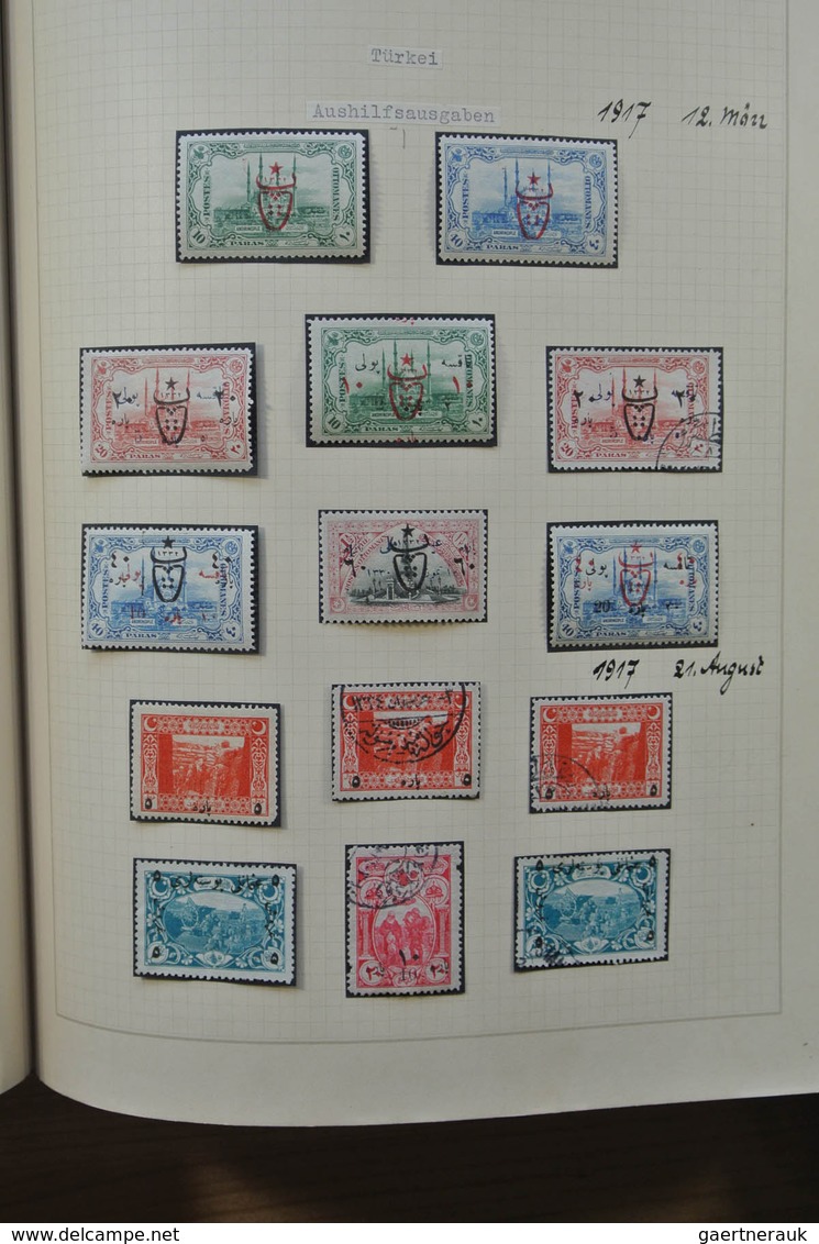 Türkei: 1863-1930. Very well filled, mint hinged and used collection Turkey 1863-1930 in blanc Borek