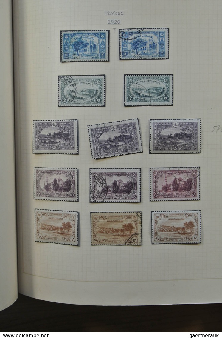 Türkei: 1863-1930. Very well filled, mint hinged and used collection Turkey 1863-1930 in blanc Borek