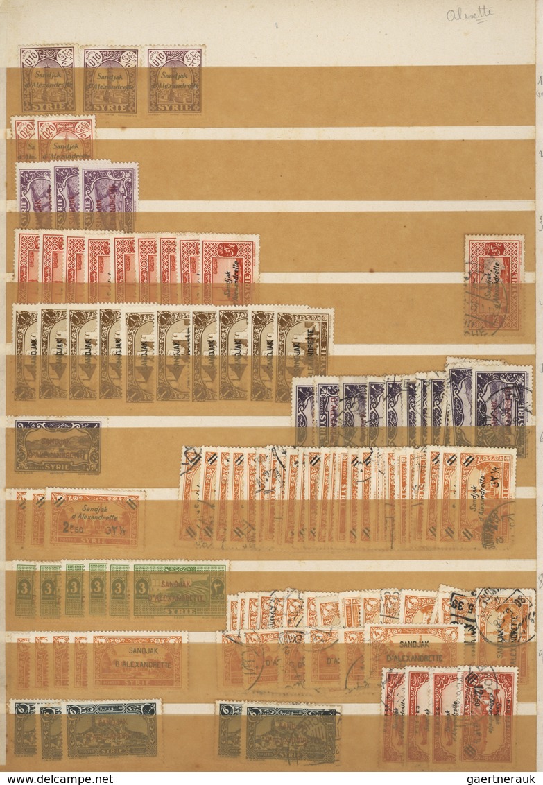 Türkei - Alexandrette: 1938, Mint And Used Accumulation On Stocksheets Comprising All Issues Incl. P - Neufs