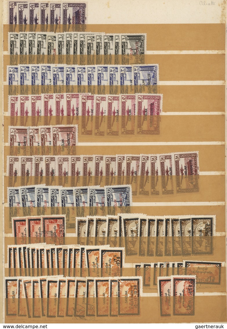 Türkei - Alexandrette: 1938, Mint And Used Accumulation On Stocksheets Comprising All Issues Incl. P - Nuevos