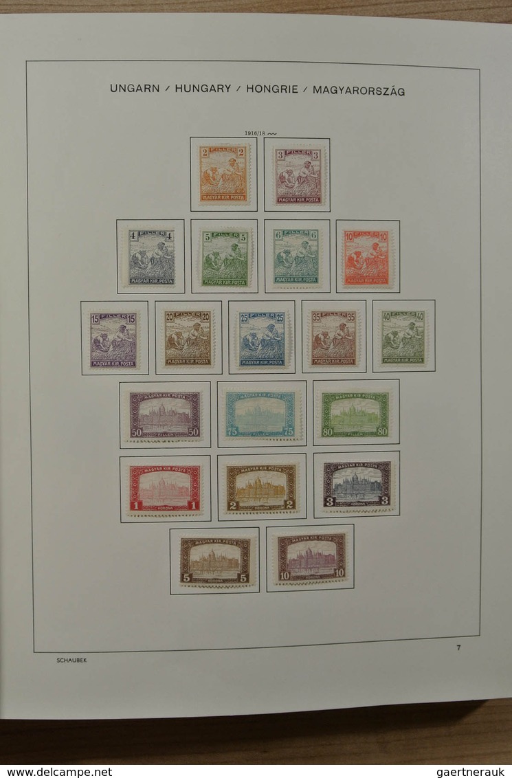 Ungarn: 1871-2000. Mostly Mint Hinged Collection Hungary 1871-2000 In 4 Schaubek Albums. From 1913 O - Neufs