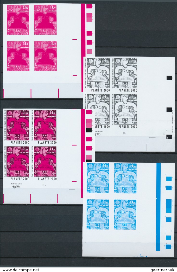 Vereinte Nationen - Genf: 1990/2000 (ca). Umfangreiche Sammlung mit über 2000 PROBEDRUCK-Marken und