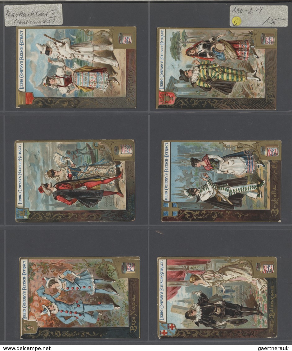 Europa: 1880/1960 (ca.), Liebig trading cards, massive dealers stocks covering 95 albums and 39 boxe