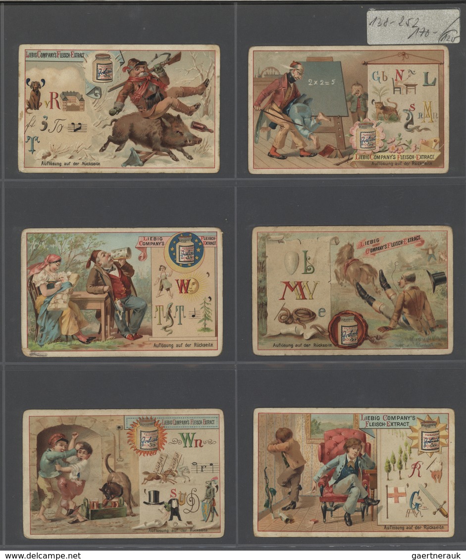 Europa: 1880/1960 (ca.), Liebig trading cards, massive dealers stocks covering 95 albums and 39 boxe