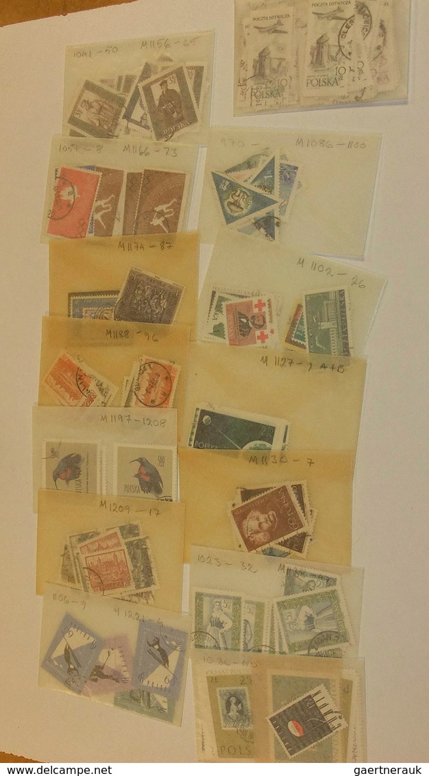 Europa - Ost: MNH, mint hinged and used lot Eastern Europe in glassines in box. Contains very much m