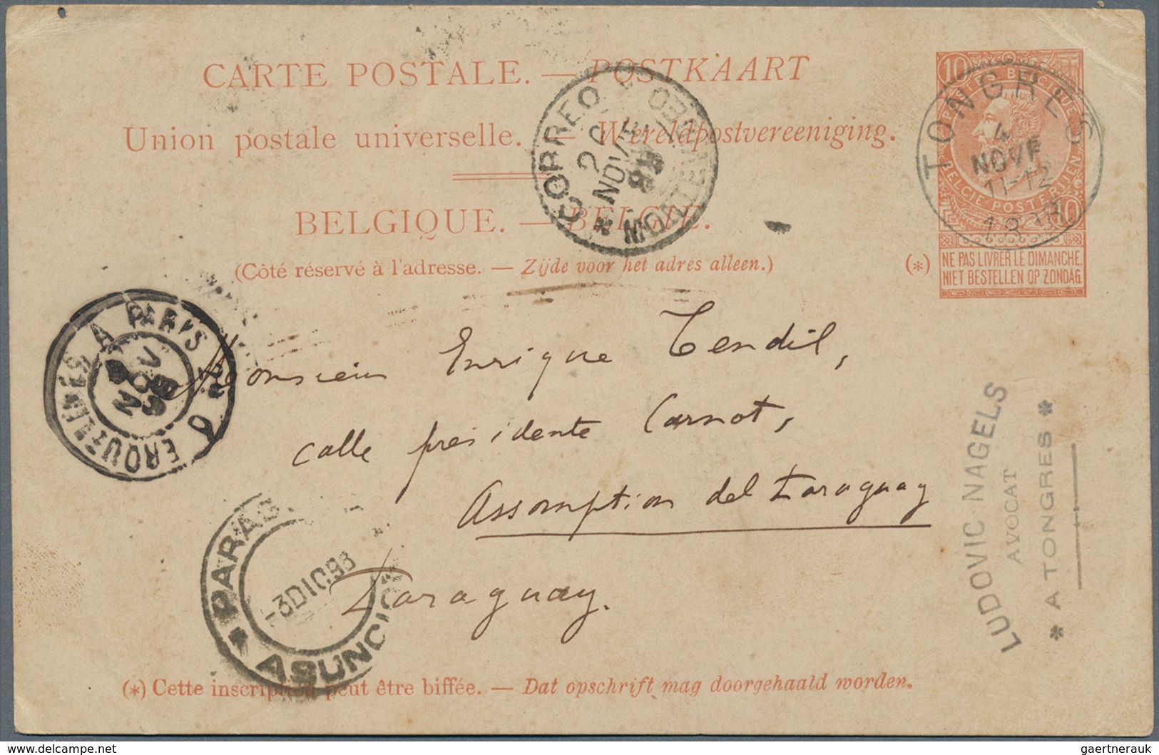 BENELUX: 1898-1951 Zwölf Belege Nach SÜDAMERIKA, Von Belgien (6 Ansichtskarten, Eine Ganzsachenkarte - Autres - Europe