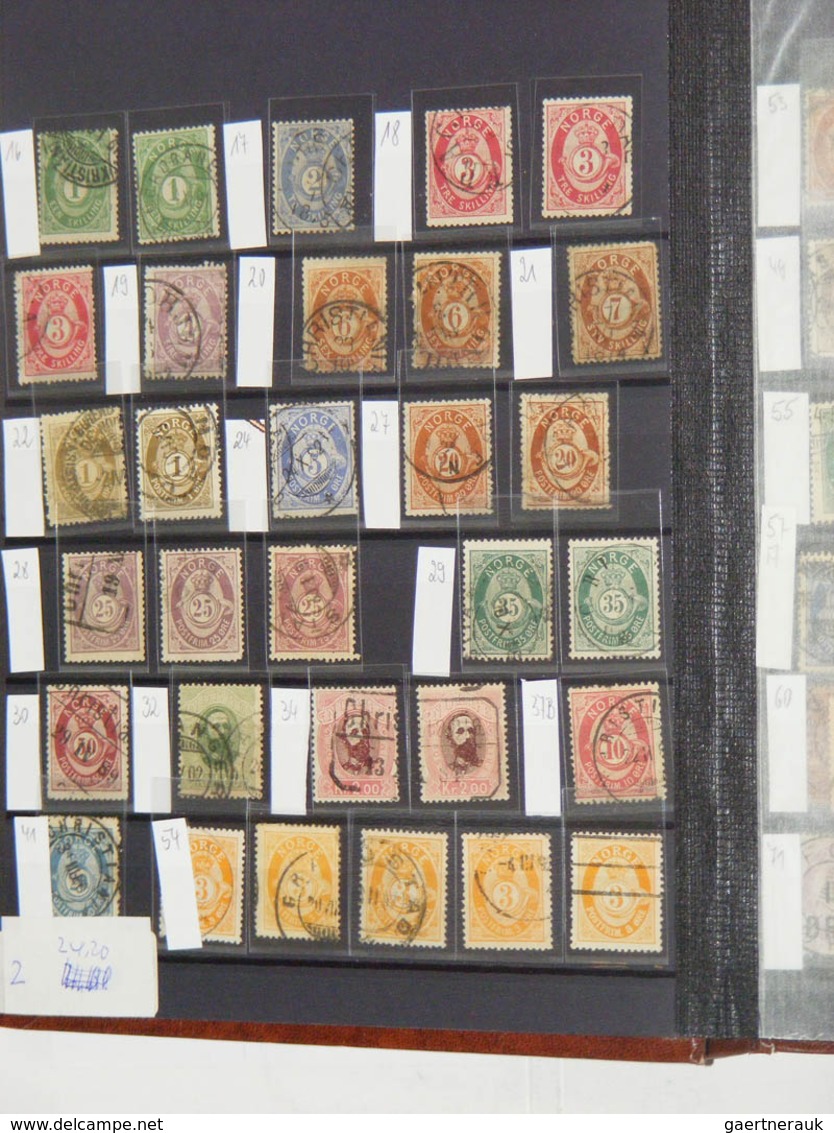 Skandinavien: 1851-2000. MNH, mint hinged and used collection Scandinavia 1851-2000 in 7 old stockbo