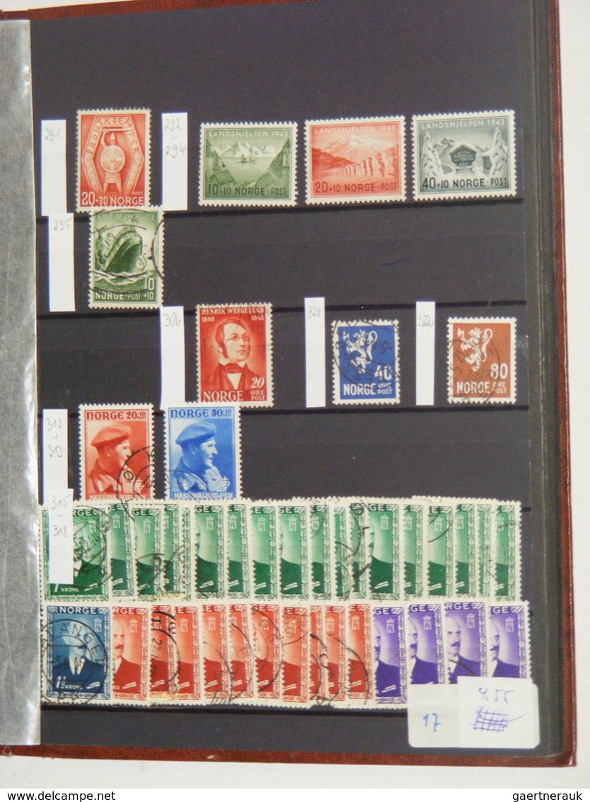 Skandinavien: 1851-2000. MNH, mint hinged and used collection Scandinavia 1851-2000 in 7 old stockbo