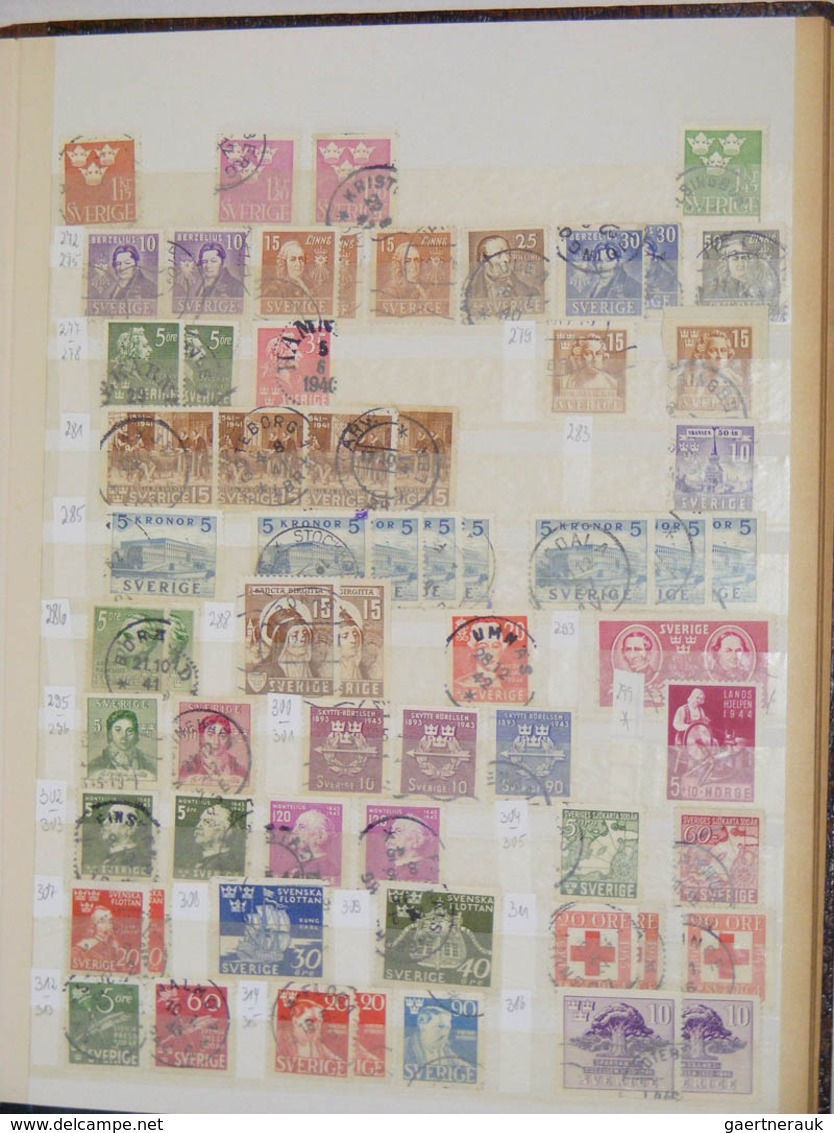 Skandinavien: 1851-2000. MNH, mint hinged and used collection Scandinavia 1851-2000 in 7 old stockbo