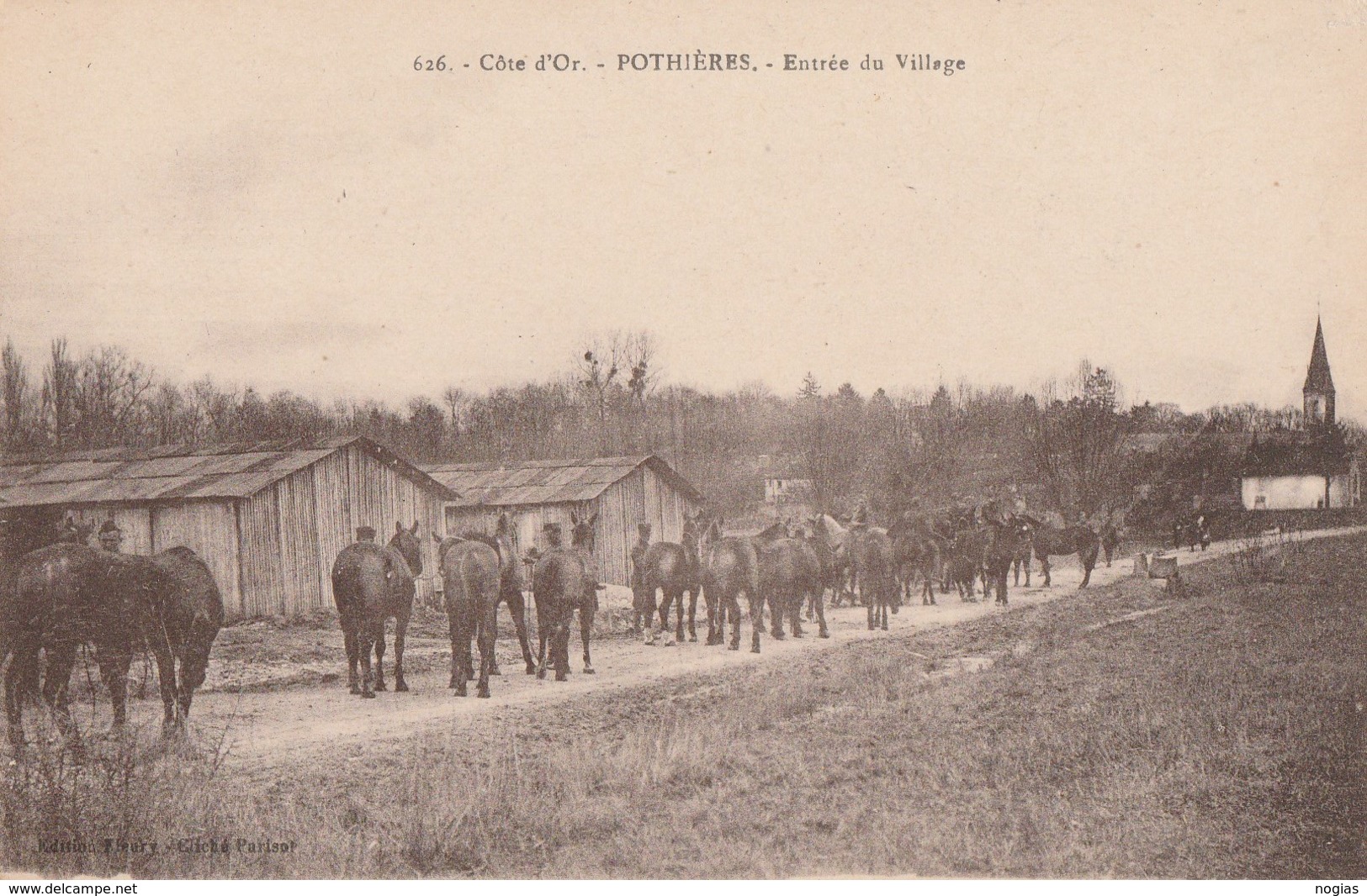 POTHIERES - L'ENTREE DU VILLAGE - BEAU TROUPEAU DE CHEVAUX -  TOP !!! - Autres & Non Classés