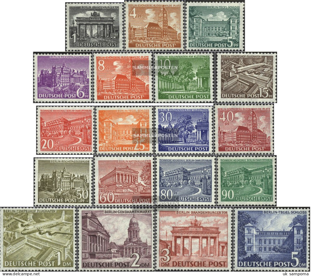 Berlin (West) 42-60 (complete Issue) Unmounted Mint / Never Hinged 1949 Berlin Buildings - Unused Stamps