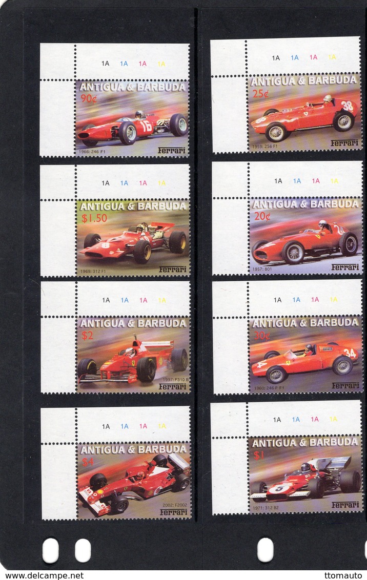 Antigua & Barbuda  - History Of Ferrari Grand Prix Cars      -  8v Set  Neuf/Mint - Automovilismo