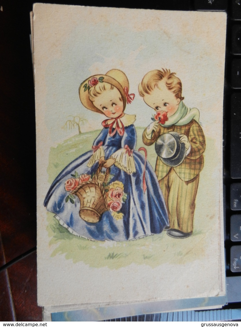 18798) AUGURALE GENERICA COPPIA DI BAMBINI ILLUSTRATORE FORSE MARIA PIA NON VIAGGIATA 1940 CIRCA - Altri & Non Classificati