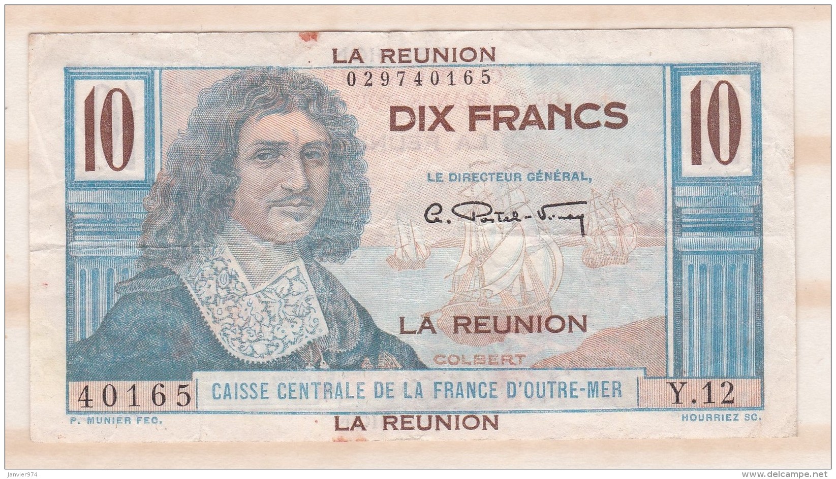 Ile De La Réunion 10 FRANCS 1947 Colbert , Caisse Central De La France D Outre Mer - Réunion