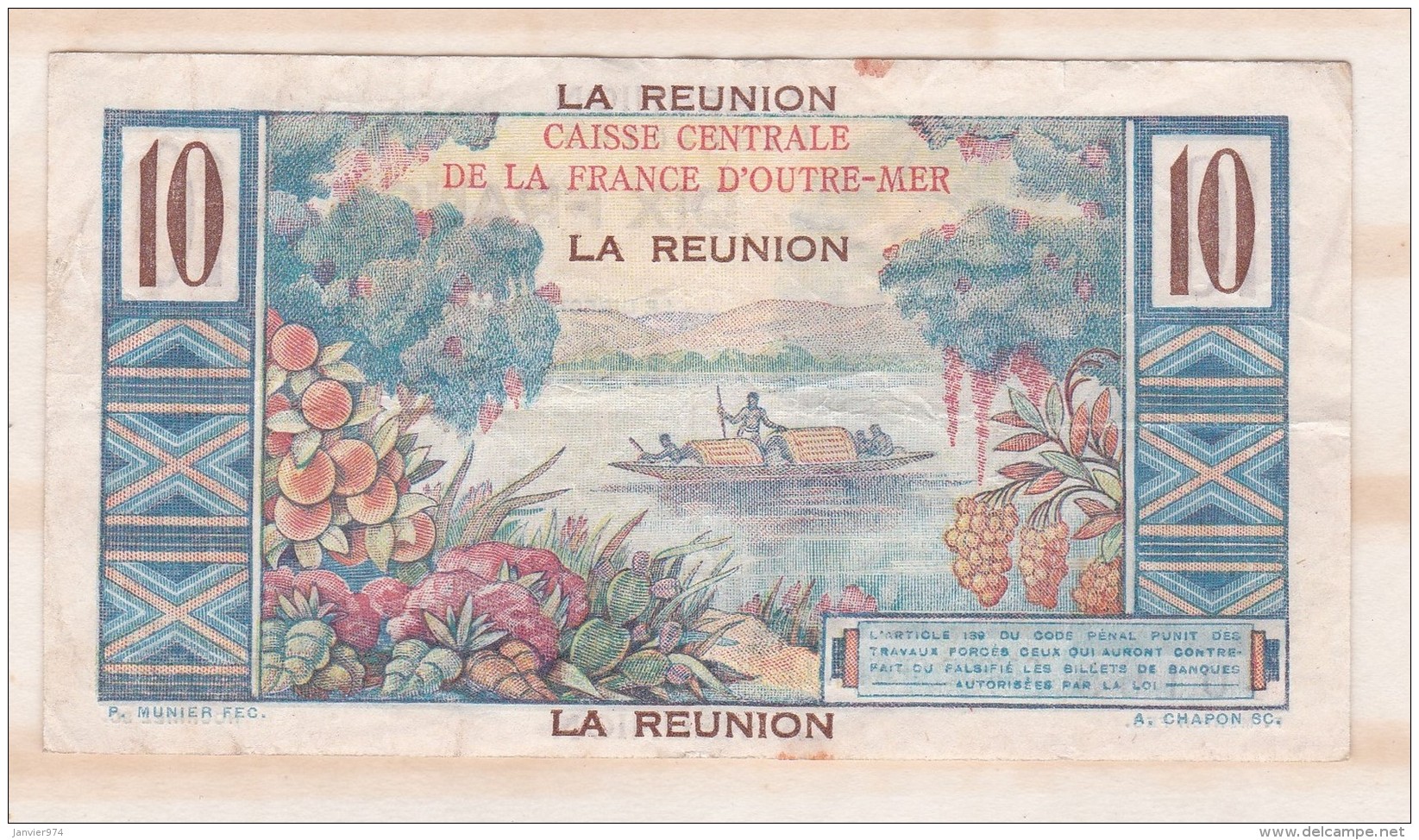 Ile De La Réunion 10 FRANCS 1947 Colbert , Caisse Central De La France D Outre Mer - Réunion