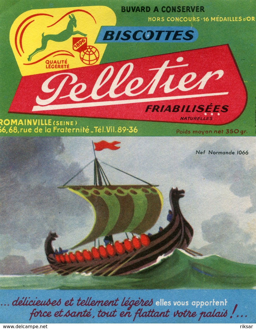 BUVARD(BISCOTTE PELLETIER) ROMAINVILLE(BATEAU VOILIER) - Zwieback