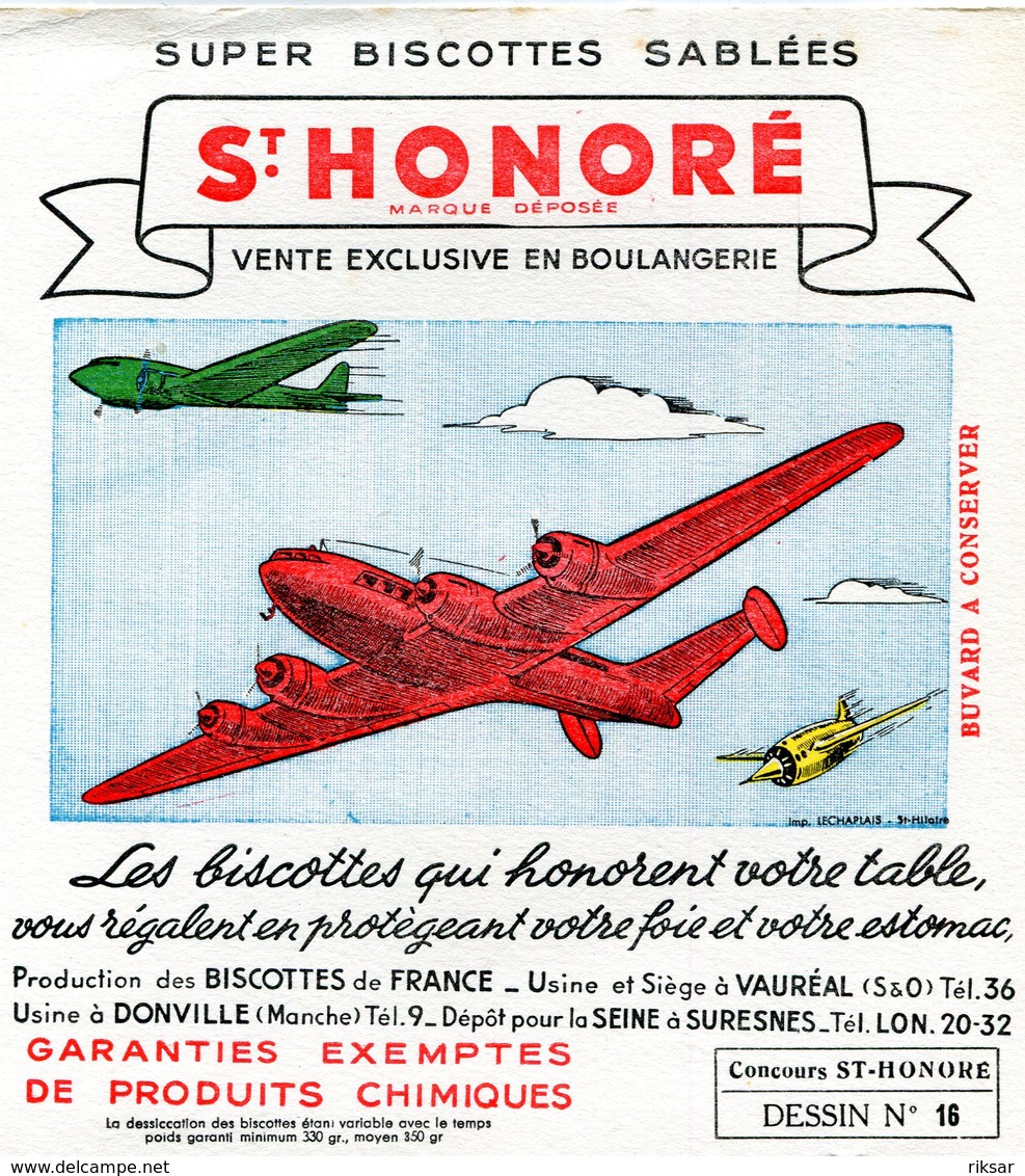 BUVARD(BISCOTTE SAINT HONORE) DONVILLE(PARACHUTISME) AVIATION - Biscottes