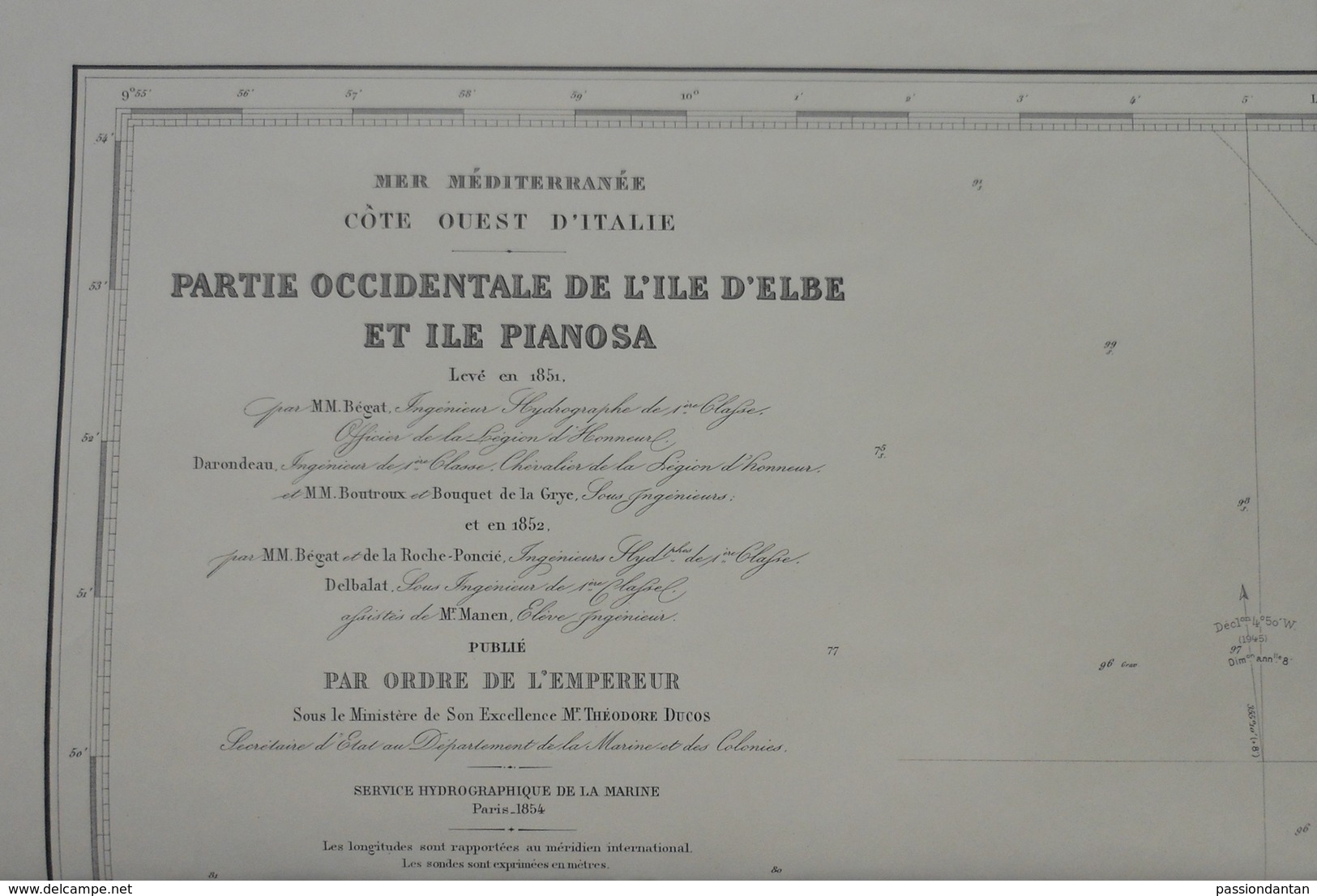 Carte Marine - Côte Ouest D'Italie - Partie Occidentale De L’Île D'Elbe Et Île Pianosa - Cartas Náuticas