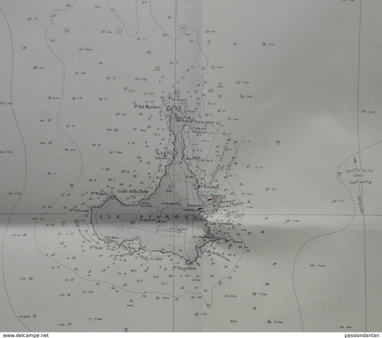 Carte Marine - Côte Ouest D'Italie - Partie Occidentale De L’Île D'Elbe Et Île Pianosa - Cartas Náuticas