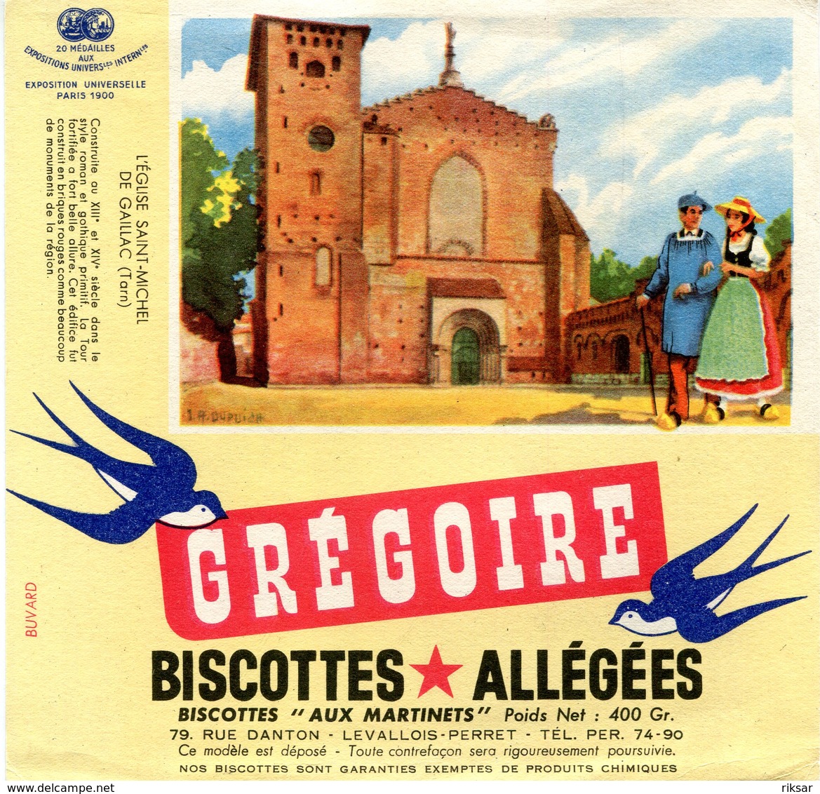 BUVARD(BISCOTTE GREGOIR) LEVALLOIS PERRET(GAILLAC) - Zwieback