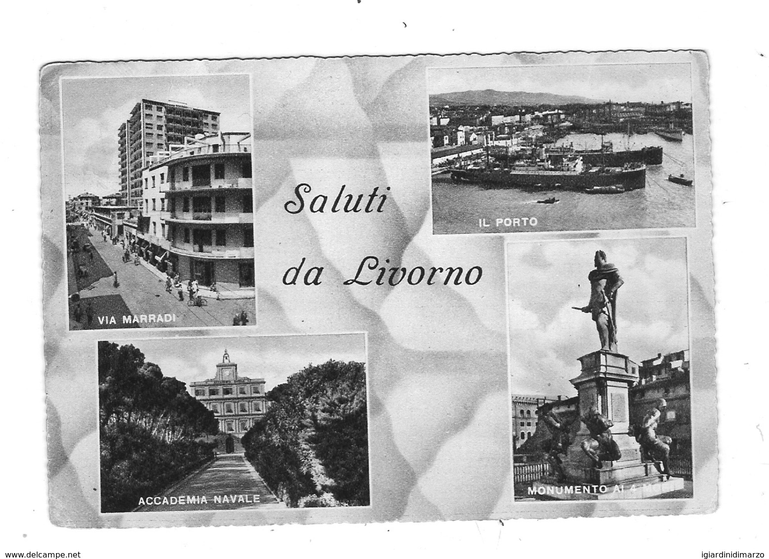 LIVORNO - Saluti Da...con 4 Vedute Panoramiche - Alcune ANIMATE/NAVI - Viaggiata Anni 50 - In Buone Condizioni. - Livorno