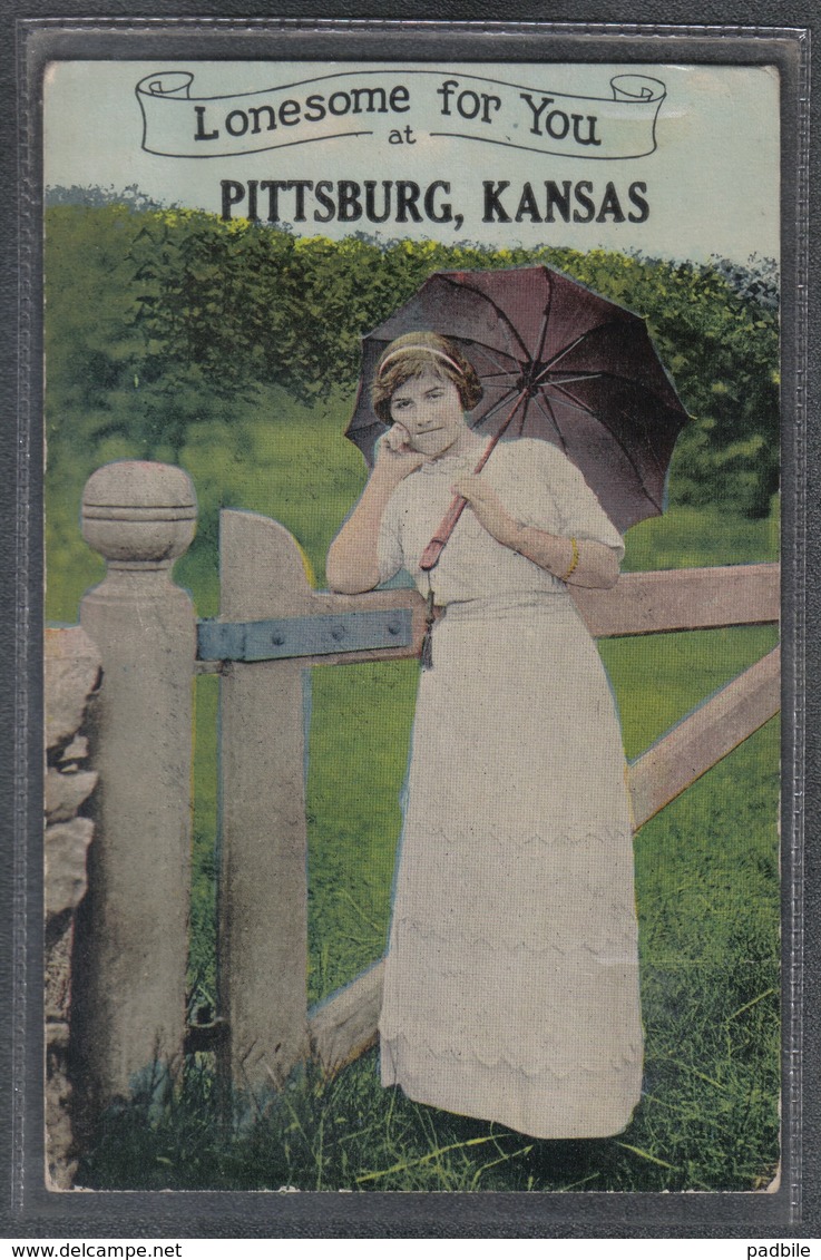 Carte Postale Etats-Unis Pittsburg  Lonesome For You Femme Au Parapluie Très Beau Plan - Autres & Non Classés