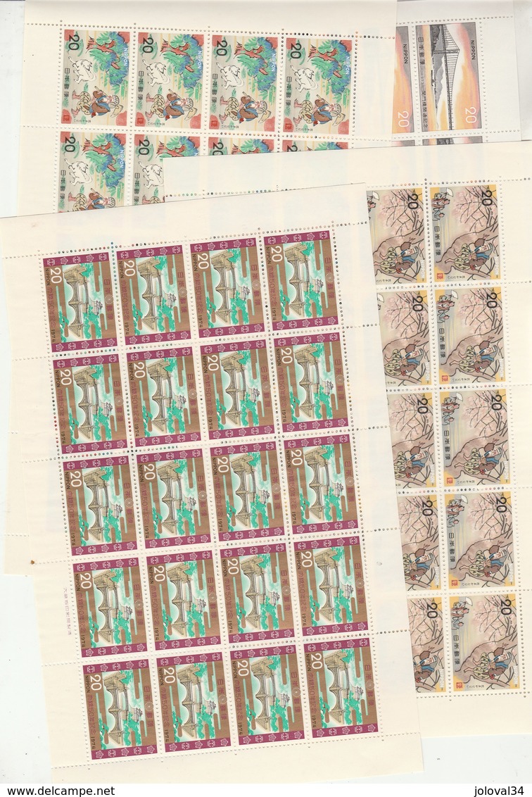 JAPON lot de timbres en feuille ou partie de feuille - faciale 59760 yen - 18 scan - voir description