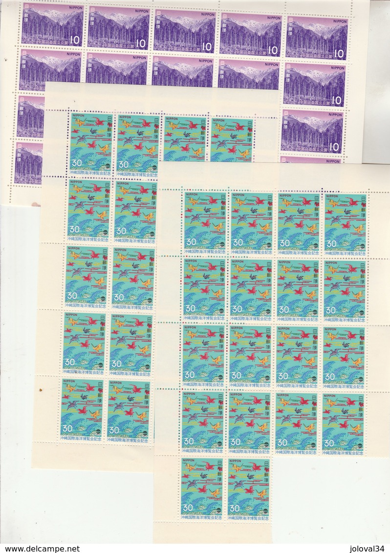 JAPON lot de timbres en feuille ou partie de feuille - faciale 59760 yen - 18 scan - voir description