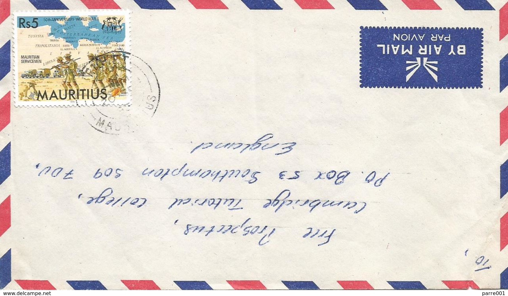 Mauritius 1995 Port Louis WWII Servicemen Cover - Mauritius (1968-...)