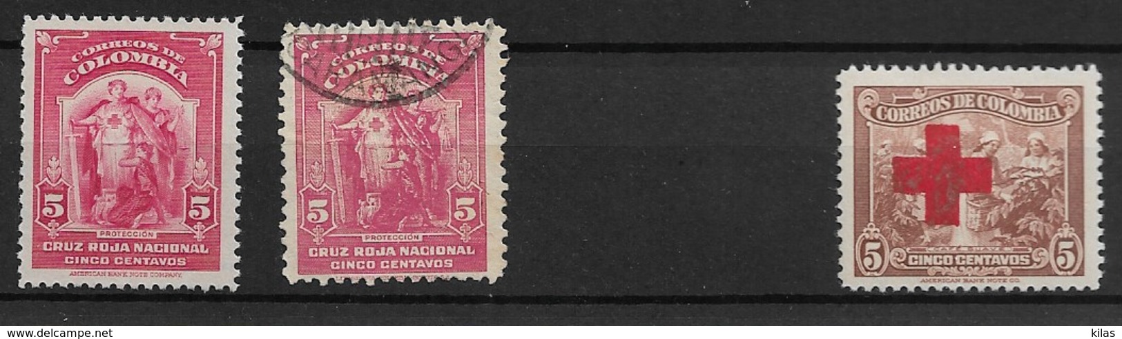 COLOMBIA 1940-44-46 RED CROSS LOT OF STAMPS - Rode Kruis