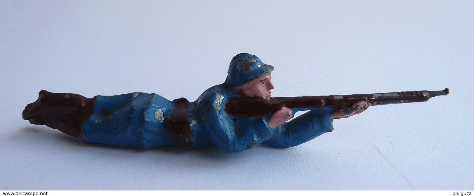 FIGURINE EN PLOMB CREUX JSF SOLDAT FRANCAIS TIREUR FUSIL COUCHE (1) Pas LR - Tin Soldiers