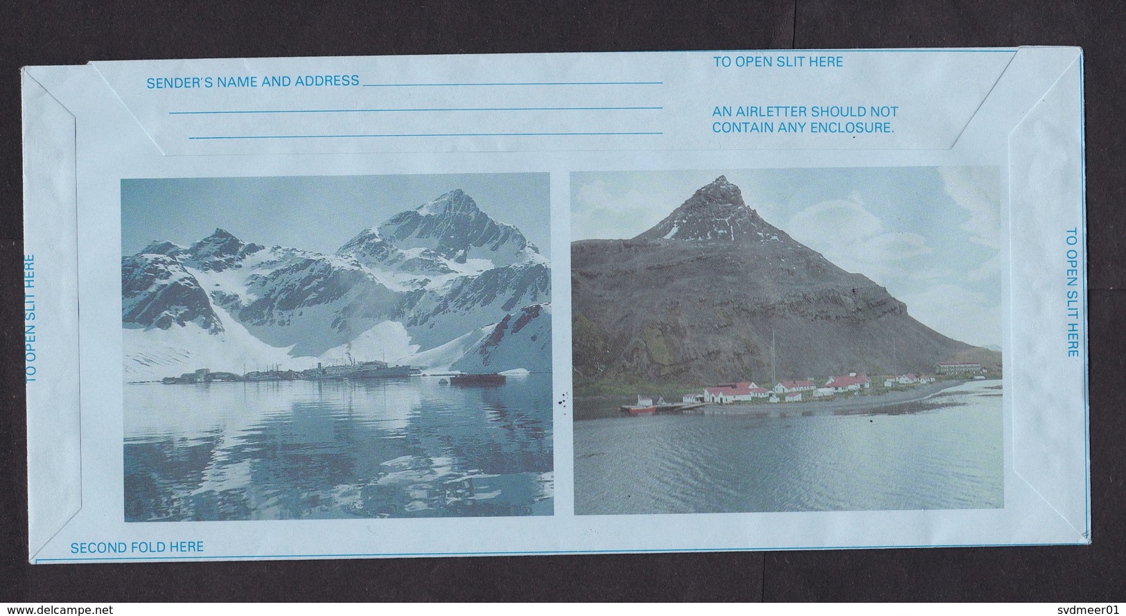 South Georgia: Stationery Aerogramme To USA, Extra Stamp Falkland Islands Dependencies, Map, Lady Diana (traces Of Use) - Andere & Zonder Classificatie