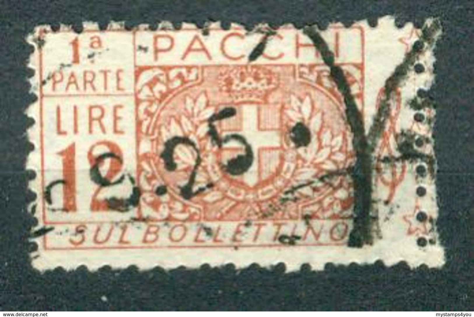 BM Italien Paketmarke 1921 - MiNr 17 [1922] Linke Seite - Used - Wappen Und Wertziffer - Paketmarken