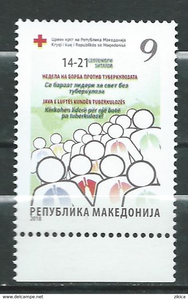 Macedonia 2018 - RED CROSS - FIGHT AGAINST TUBERCULOSIS  MNH - Macédoine Du Nord