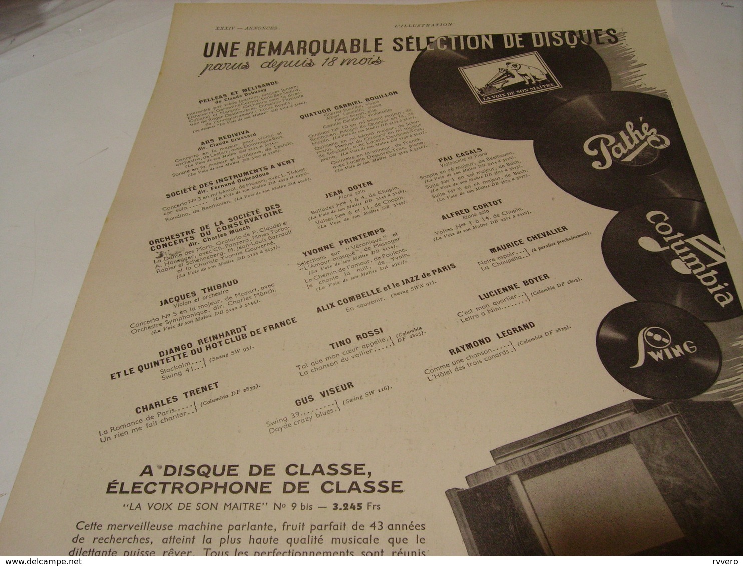 ANCIENNE PUBLICITE DISQUES PATHE 1941 - Autres & Non Classés