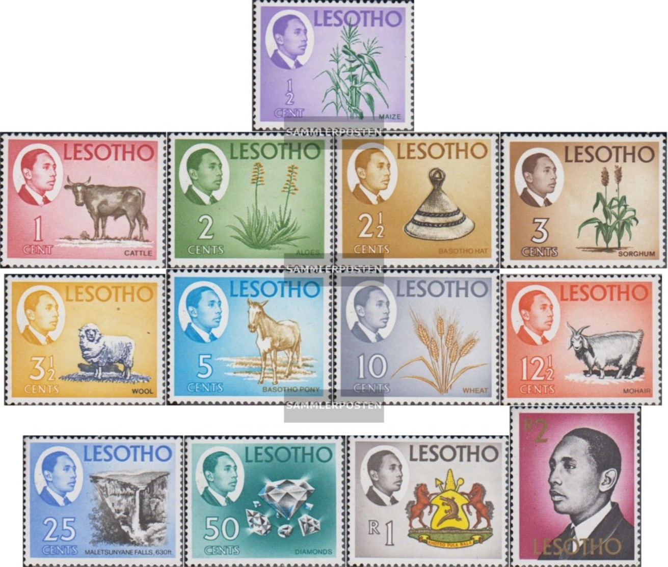 Lesotho 47-59 (completa Edizione) MNH 1968 Landesprodukte, Sehenswïürdigkeiten - Lesotho (1966-...)