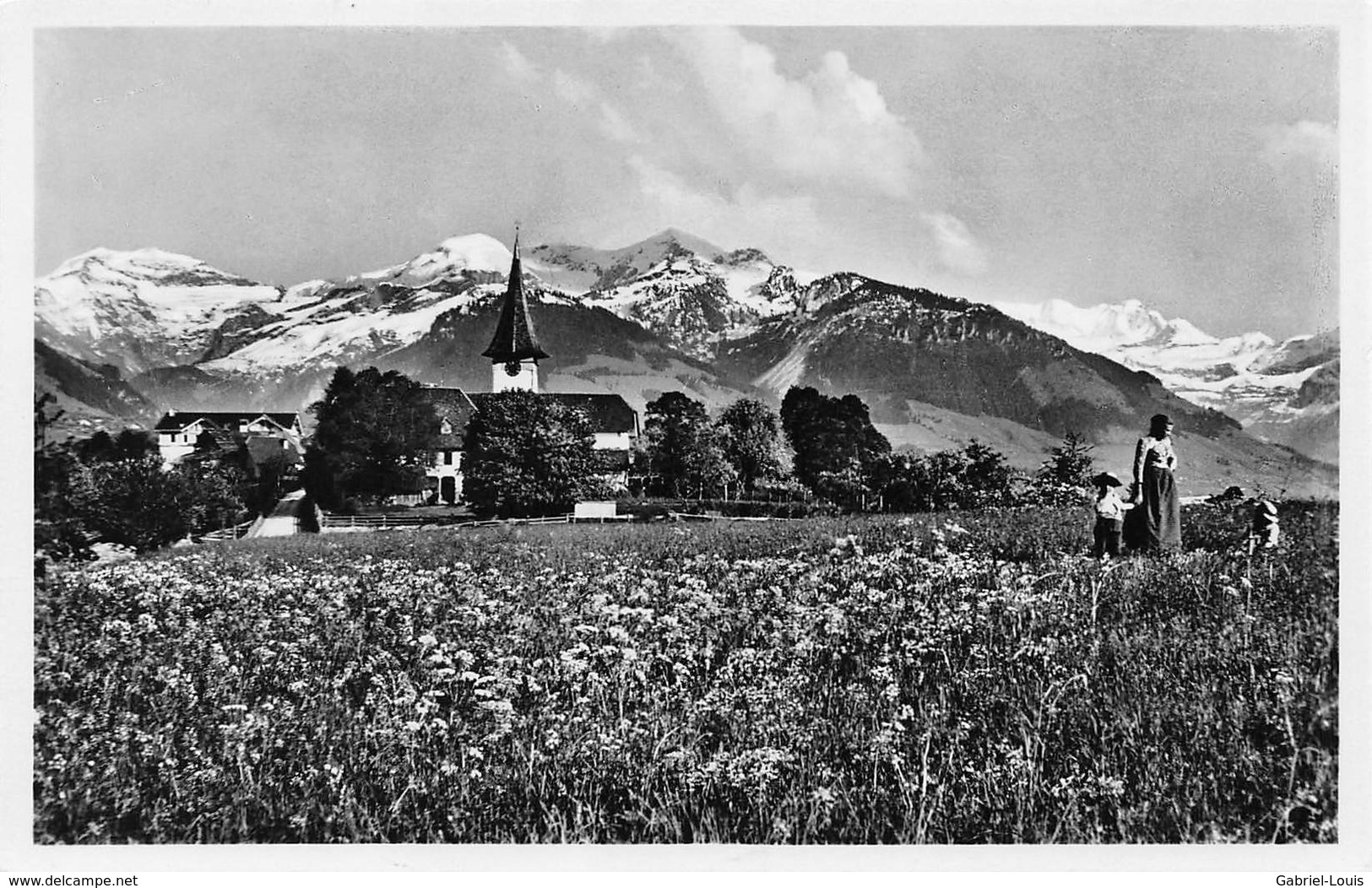 Aeschi Kirche Und Alpen - Aeschi Bei Spiez