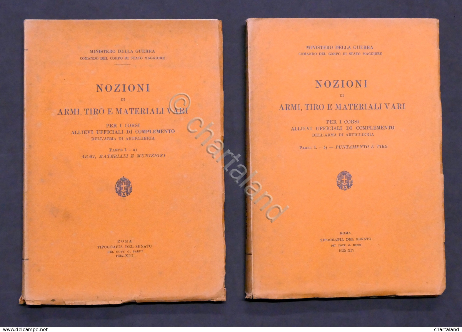 Militaria Artiglieria  Nozioni Di Armi Tiro E Materiali Vari Parte Ia E Ib 1935 - Documents