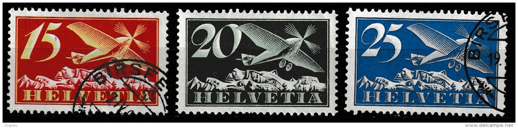 Switserland, Helvetia 1923 Yvert Aeriens 3-5 . Mi.179-180 Mi. 213 - Usati